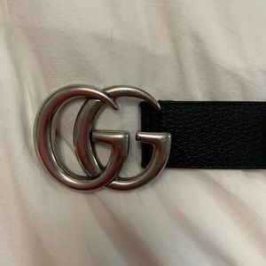 Authentic GUCCI leather belt with double G buckle